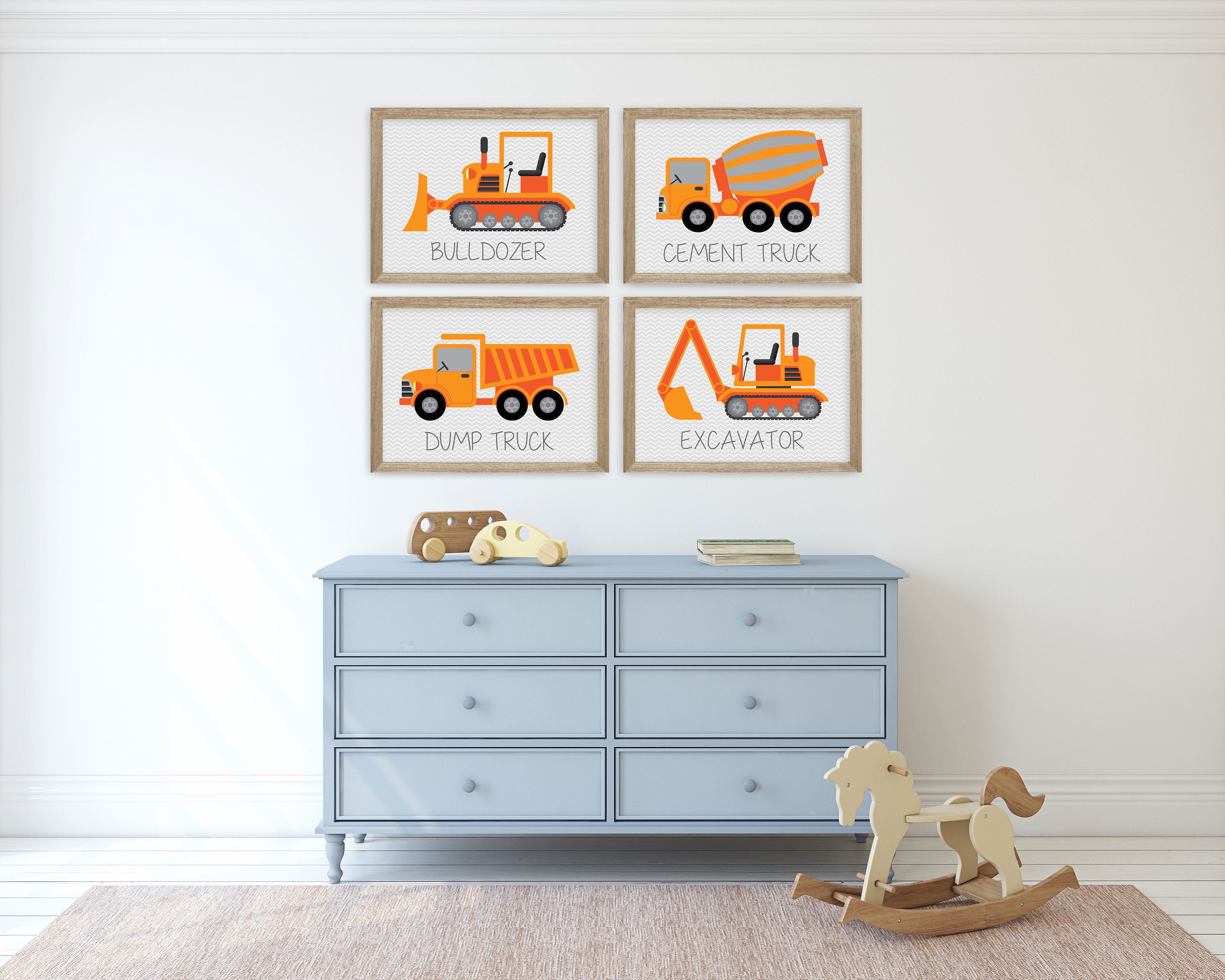 Construction Art Kids Wall Art Construction Decor Etsy