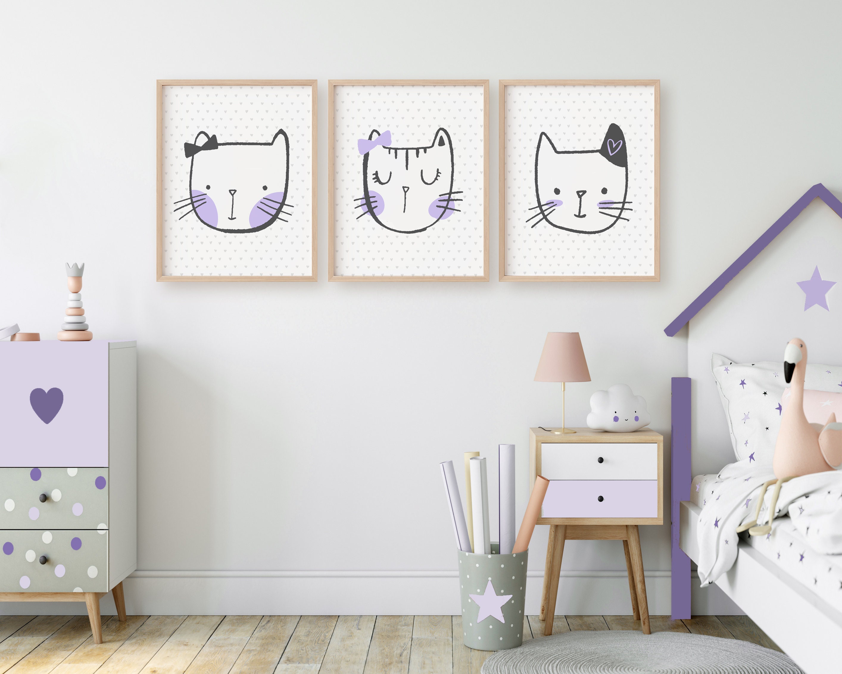 Cat Decor for Kids Room Printable Wall Art Tween Girl Room | Etsy