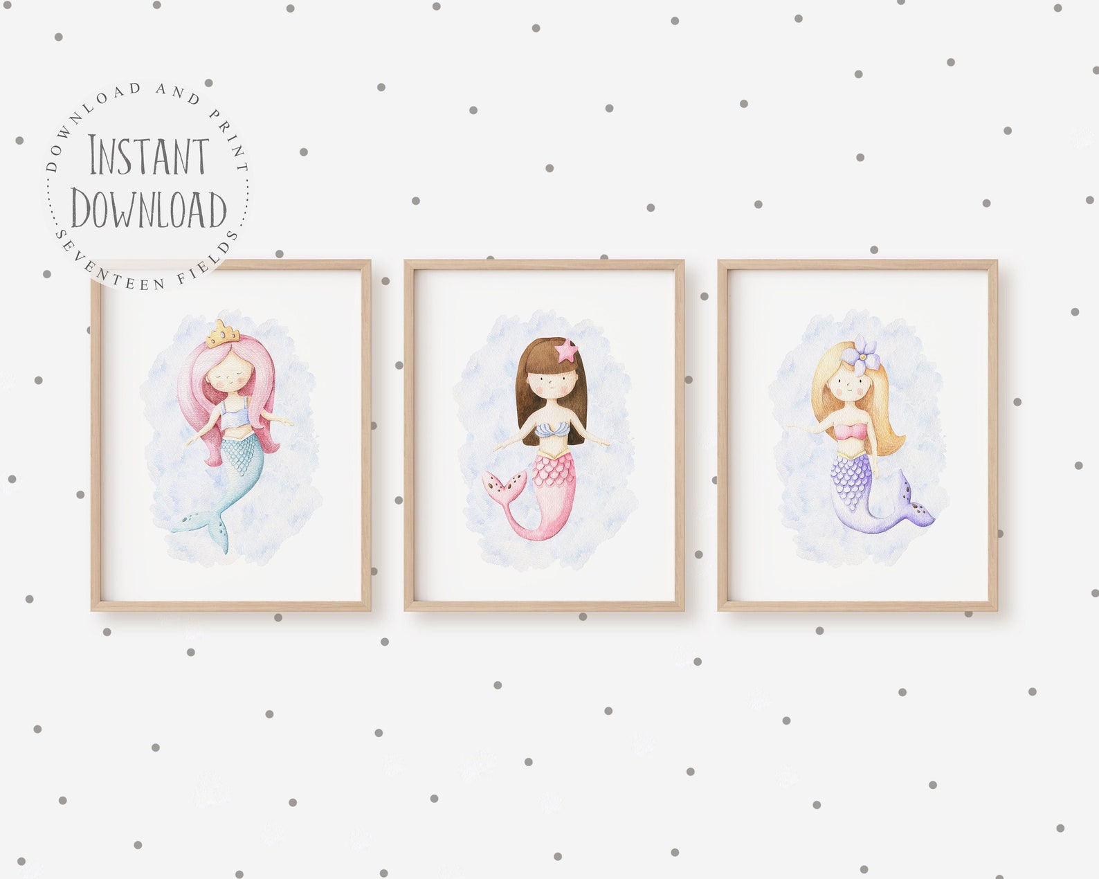 Mermaid Printable Wall Art for Toddler Girls Room Wall - Etsy