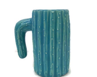 Cactus Mug Ceramic Coffee Mug Drinkware Hand Painted Glazed Santa Fe Decor