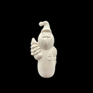 Ceramic Santa - Santa With Tree - Ceramic Bisque Santa - Ready To Paint Ceramic- U-Paint Santa -