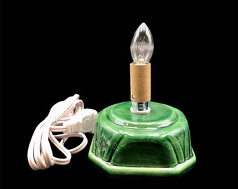 Small Ceramic Christmas Tree Base - Base With Bulb Installed - Green Base For Small Holland Tree