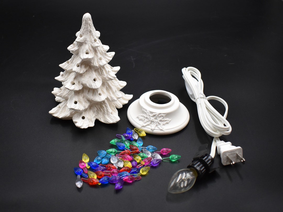 Ceramic Christmas Tree Ready to Paint 7 Inch Tree Tree With Lights and