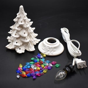 Ceramic Christmas Tree Ready To Paint - 7 Inch Tree - Tree With Lights And Lighting Kit - Ceramic Bisque Tree - Small Tree - No Star