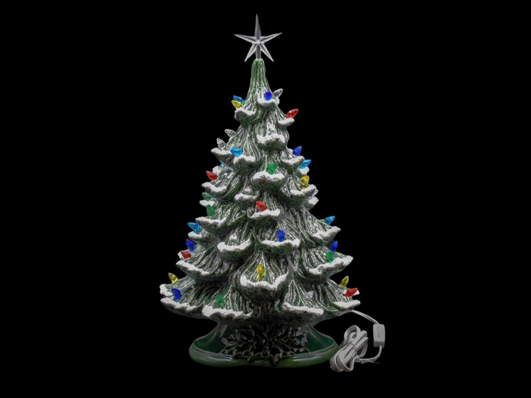 Handcrafted 18" Ceramic Christmas Tree With Lights & Star - Etsy