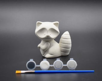 Raccoon Figurine Ceramic Bisque Ready to Paint DIY Craft Kit Paint Your Own