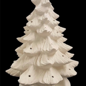 DIY Ceramic Christmas Tree Kit - Ready To Paint - Vintage Style - 18 Inch Tree - Tree With Base - Bisque Tree With Base Lights Bulb And Star