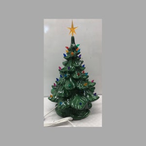Ceramic Christmas Tree -18&quot; - Ceramic Christmas Tree 18&quot; Tall With Orange Star - Ceramic Tree - Large Ceramic Christmas Tree