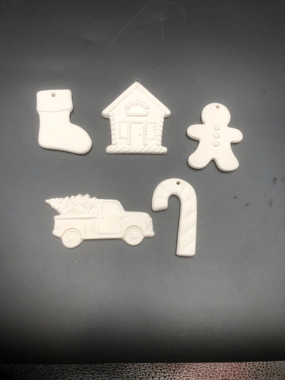 Ceramic Christmas Ornaments to Paint Flat Ceramic Bisque Etsy