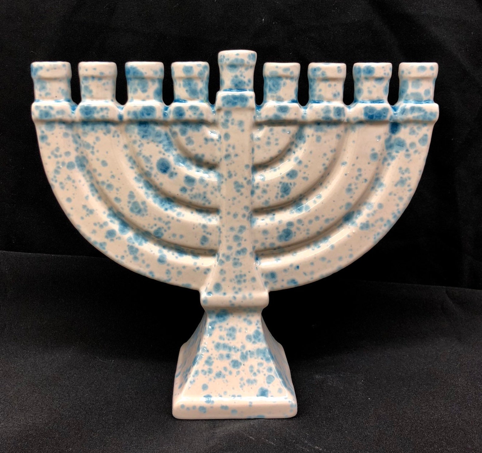Handpainted Ceramic Hanukkah Menorah: White & Blue Glazed - Etsy