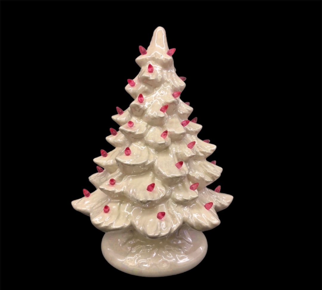 White Mother of Pearl Ceramic Christmas Tree Medium With Lights - Etsy