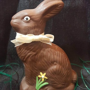 Chocolate Bunny - Ceramic Chocolate Bunny  - Chocolate and Decoration  - Easter Bunny - Bunny With Handpainted Yellow  Flowers