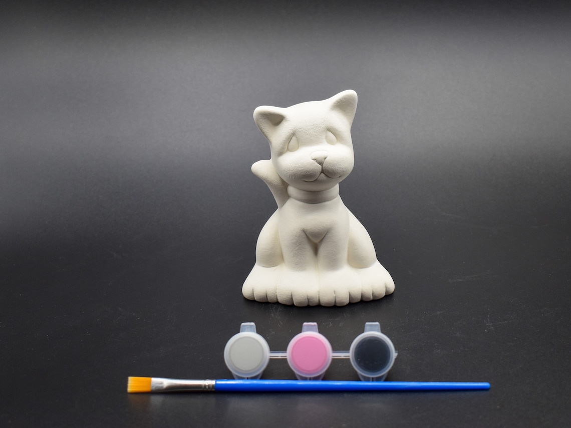 DIY Paint Kit Cat Figurine Paint A Cat Ceramic Cat Etsy