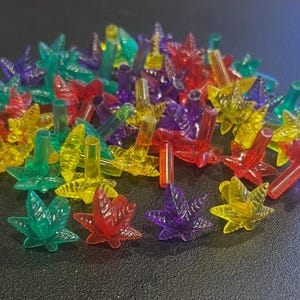 Lumières colorées en céramique pour arbre de Noël - 30 lumières multicolores pour arbre à cannabis - 420 - Lumières de mauvaises herbes - Lumières de sapin de Noël en céramique - Maryjane