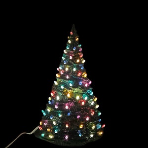 Ceramic Christmas Tree With Twist Lights - 12 Inch Modern Ceramic Christmas Tree - Tree With Small Pointed Lights - Light Up Ceramic Tree