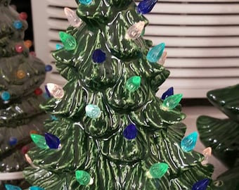 Ceramic Christmas Tree - 11.5 Inches Tall - Ready to light
