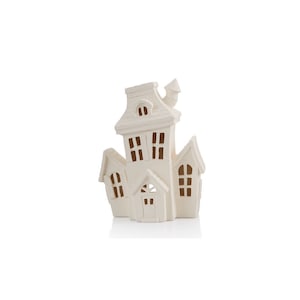 Gare Haunted House - Ceramic Haunted House - Ceramic Bisque - Ready to Paint - Light Up