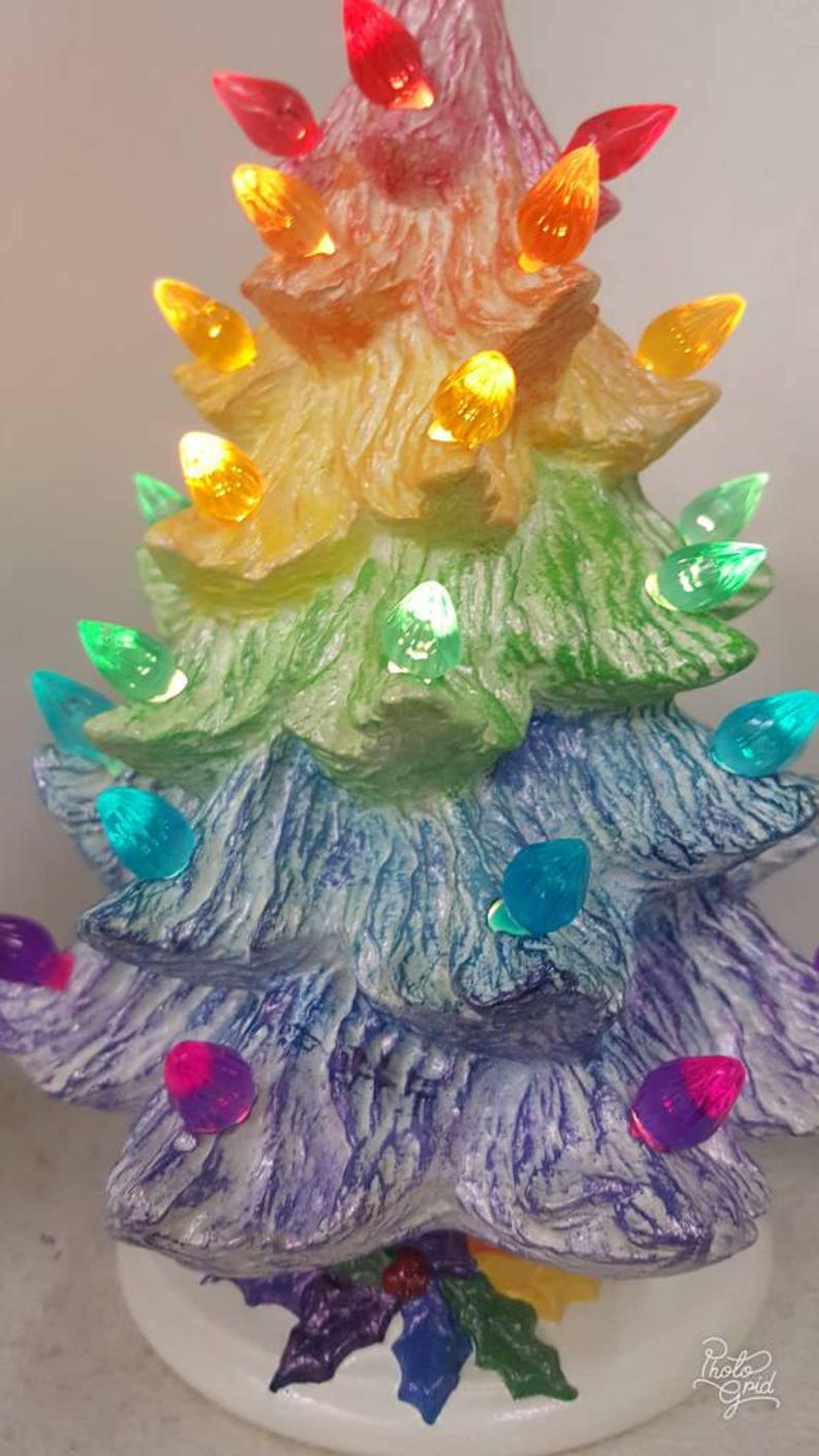 Rainbow Christmas Tree Rainbow Tree Small Ceramic Etsy