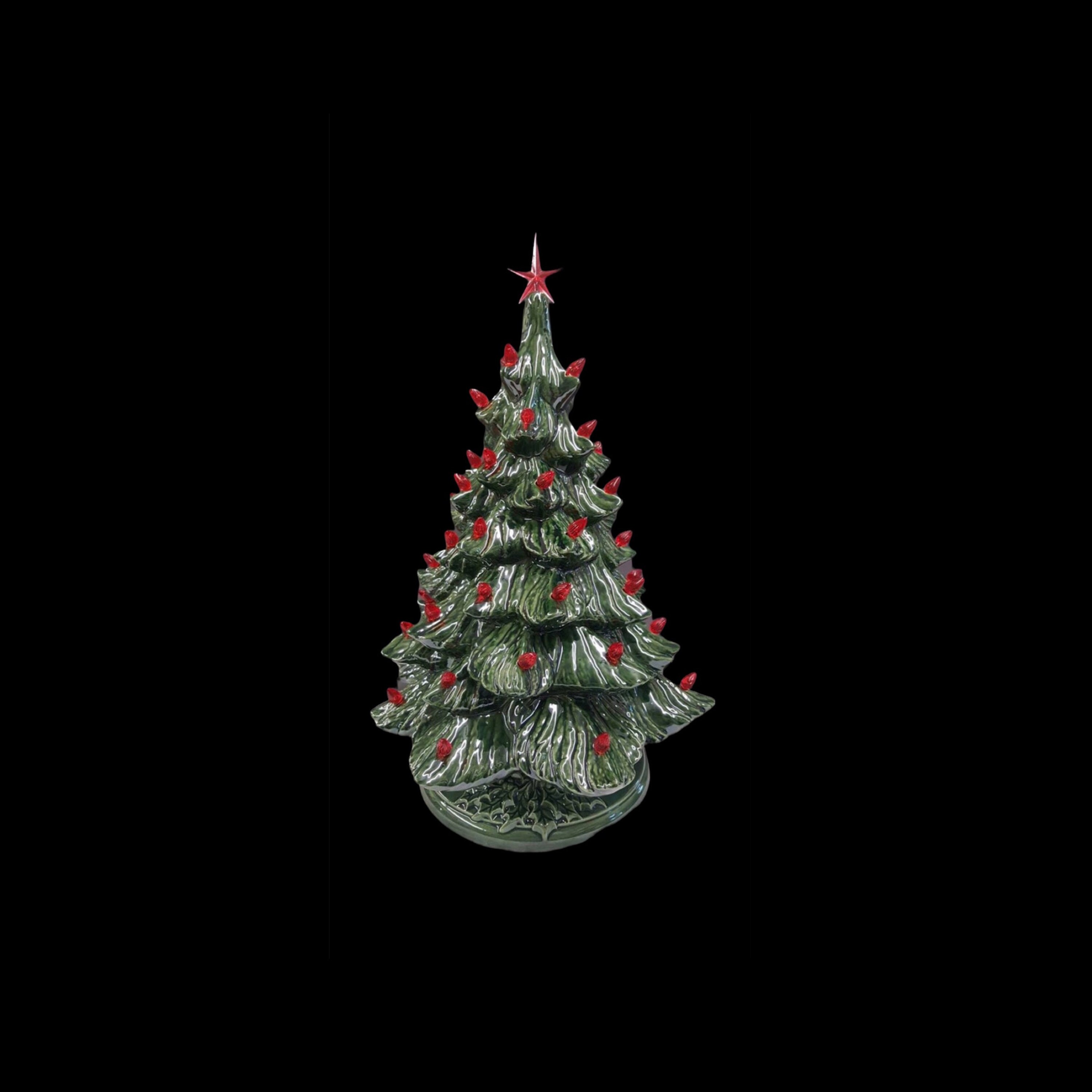 Medium Twist  Bulbs 30 Lights CERAMIC CHRISTMAS TREE PEGS  RED STAR VINTAGE 