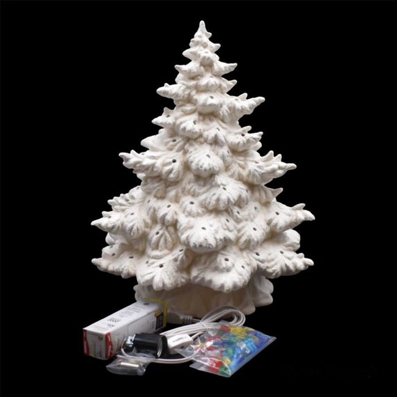 Ceramic Bisque Frazier Fir Christmas Tree With Lights - 16 Inch - Etsy