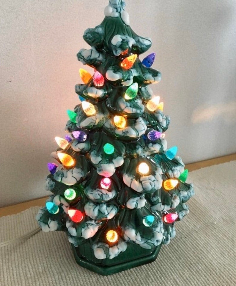 Small Ceramic Christmas Tree Base Base With Bulb Installed Etsy