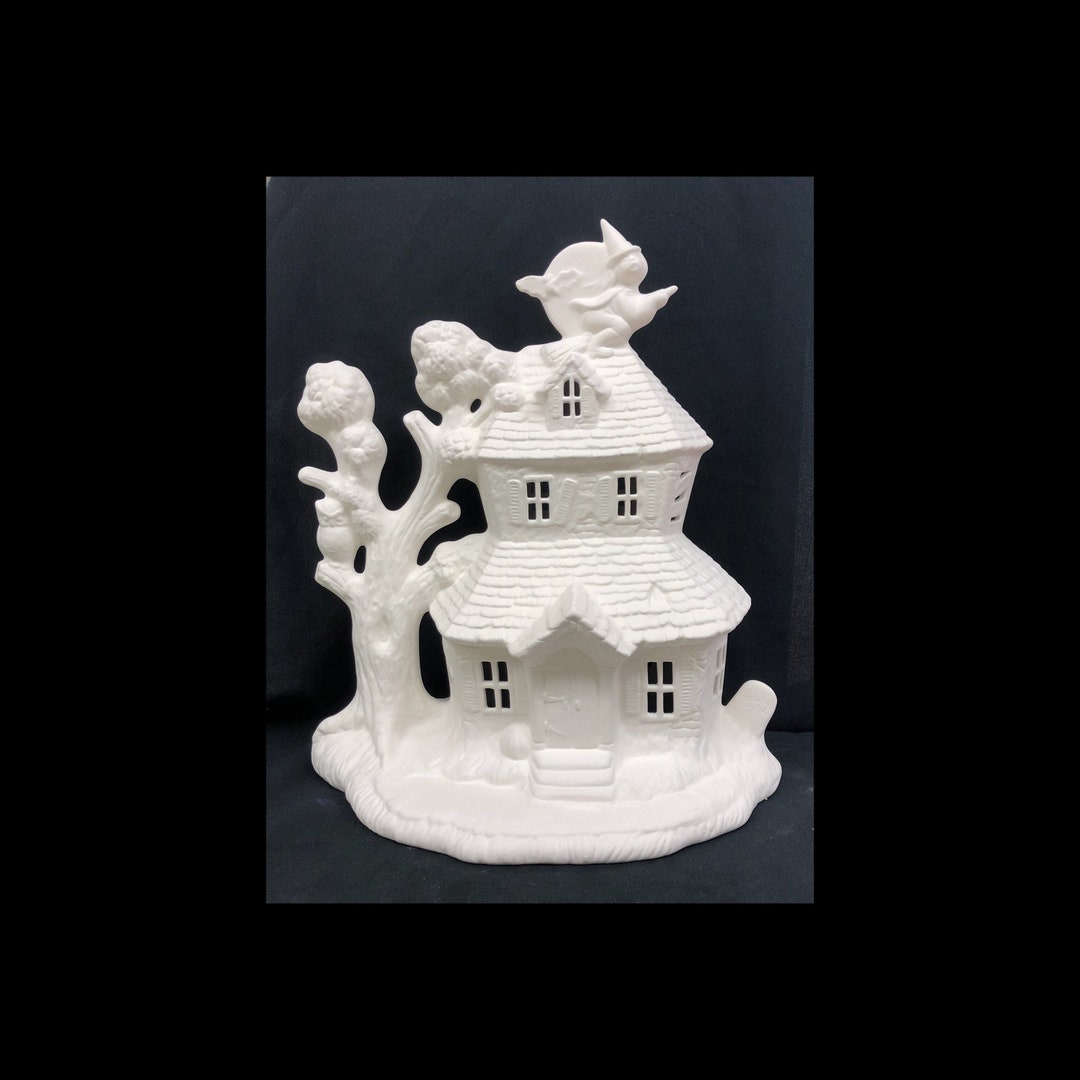 Ceramic Haunted House Ceramic Bisque House Bisque Ceramic House Halloween House Ready to Paint