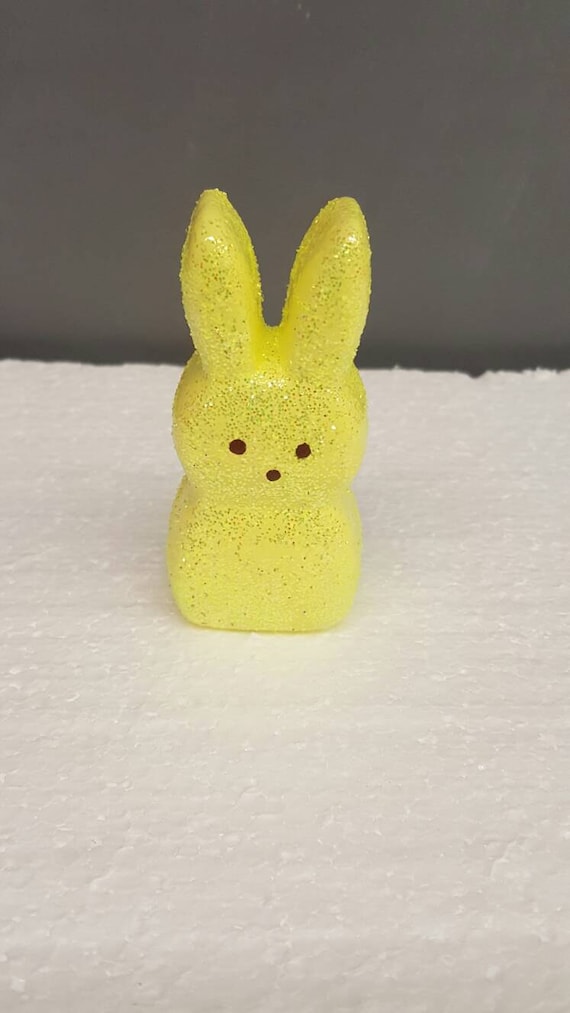 Ceramic Peeps Marshmallow Bunnies 3 Easter Bunnies Glitter Easter Decorations