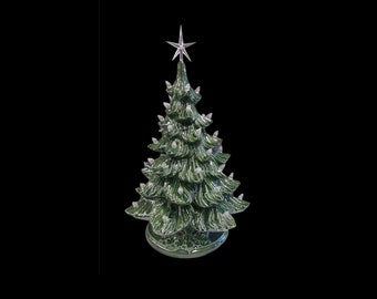 Keramik-Weihnachtsbaum - Keramik-Weihnachtsbaum mit klaren Lichtern - 48 cm mit Stern - Keramik-Weihnachtsbaum - Keramik-Weihnachtsbaum- Made To Order