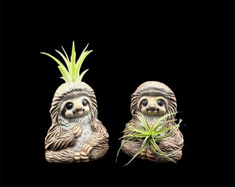 Two Sloth Air Plant Holders - Ceramic Sloth Air Plant Holders - Hand Painted Sloths - Sloths Planter - Plants Not Included