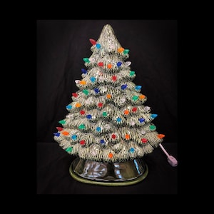 Ceramic Christmas Tree - Medium - Mantel Christmas Tree - Green Ceramic Tree - Tree With Colored Lights - Ceramic Tree With Lights - Ceramic