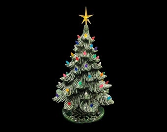 Handcrafted Ceramic Christmas Tree with Lights - 18 Inch