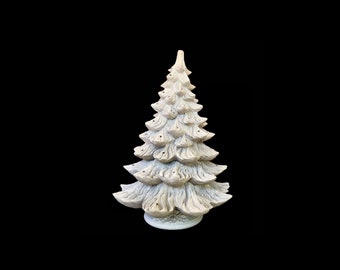 Ceramic Bisque Christmas Tree - 23 Inch EXTRA LARGE  Ready To Paint Nowell Rough Branch Ceramic Tree - 2 Ring Extenders - Base And Lighting