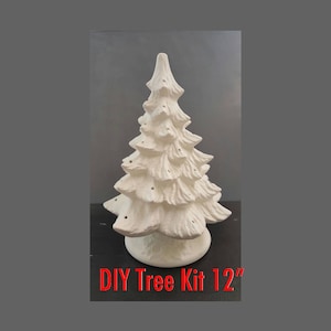 May include: White ceramic Christmas tree kit, 12 inches tall, with holes for lights. DIY Tree Kit 12"