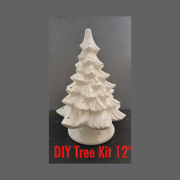 DIY Ceramic Tree Kit - Medium Ceramic Christmas Tree - U-Paint Ceramic Bisque - Ceramic Tree To Paint - 12 Inch Tree - Ceramic Tree Kit