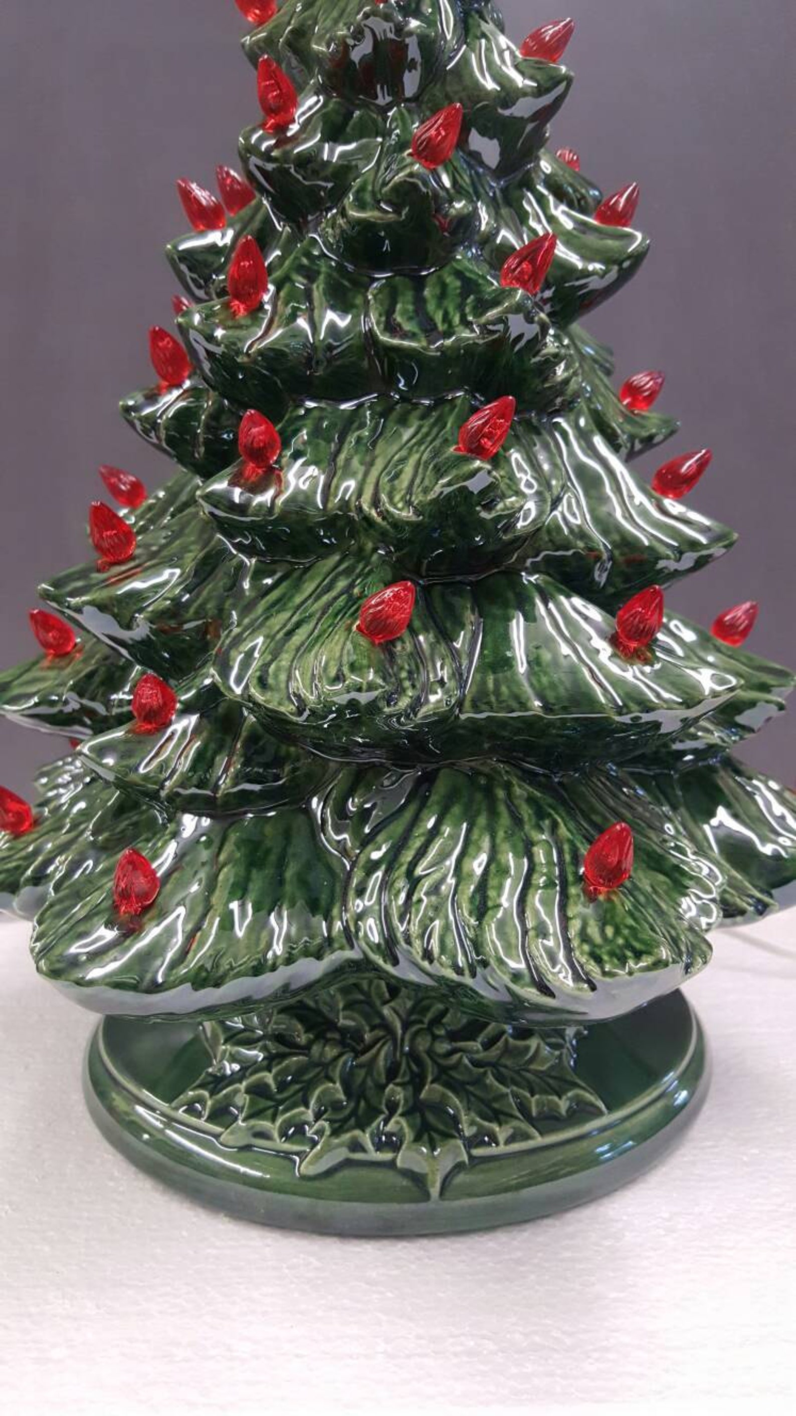 Ceramic Christmas Tree With Red Lights 19 Inch Tree W Star Etsy