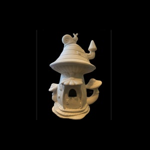 Mushroom Snail Shack Ceramic - Fairy House - Mushroom Fairy House - Ceramic Bisque Fairy House - Ready To Paint - You Paint - DIY Fairy Hous