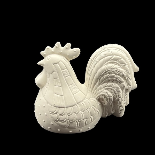 Ceramic Bisque Rooster - Ready To Paint Rooster - Ceramic Chicken - Kitchen Chicken - Ceramic Farmhouse Rooster - Country Kitchen