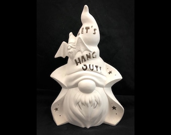 Vampire Gnome - Halloween Gnome - Ceramic Bisque  - Ready To Paint - Ceramic Vampire - Ceramic Gnome - Gnome Vampire - Halloween - U Paint