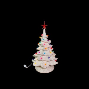 Ceramic Christmas Tree - White Ceramic Christmas Tree - Ceramic Tree With Star - Large tree - Ceramic tree lights and star - White Christmas