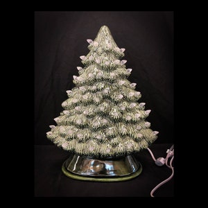 Ceramic Christmas Tree - Medium - Mantel Christmas Tree - Green Ceramic Tree - Tree With Clear Lights - Ceramic Tree With Lights - Ceramic