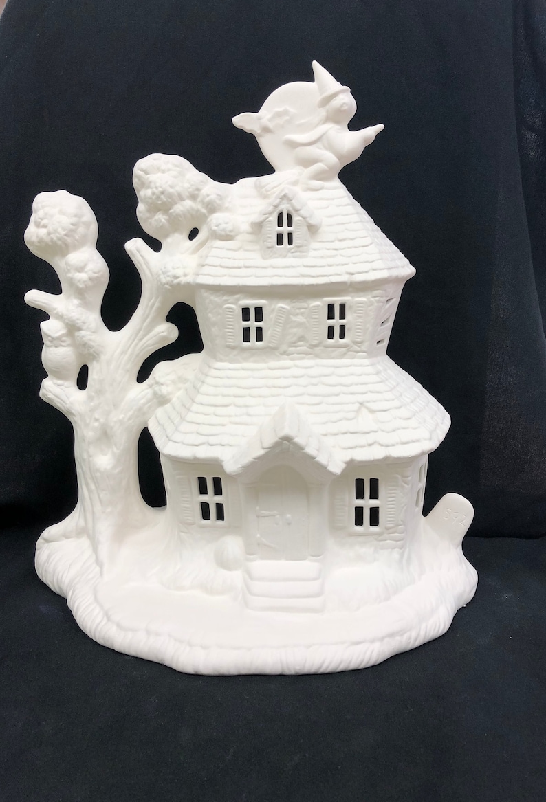 Ceramic Haunted House Ceramic Bisque House Bisque Ceramic Etsy