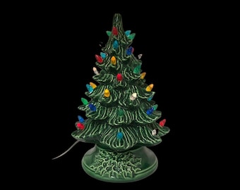 Ceramic Christmas Tree 9 Inches Tall Light up For Christmas and Winter Decor