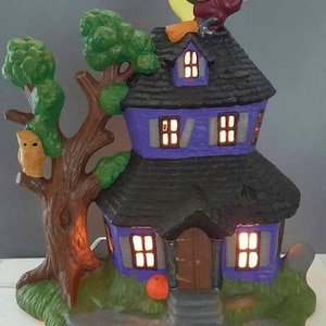 Haunted House - Painted Haunted House - Halloween - Decoration - Light Up Haunted House Decoration - Light Included - Haunted - Ceramic