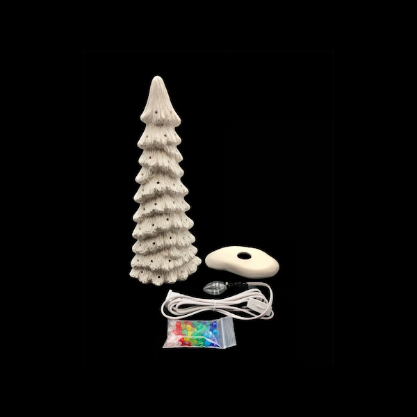 Slim Ceramic Tree Kit 13 Inches - Ceramic Bisque Tree - Paint At Home - Ceramic Bisque Tree Kit - Tree With Lights - Ready To Paint