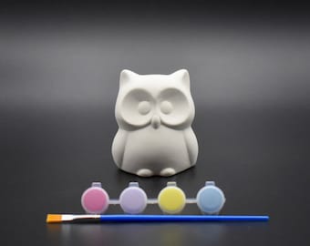 Owl Figurine Ceramic Bisque Ready to Paint DIY Craft Kit Do it Yourself