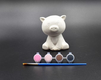 Pig Figurine - Ceramic Bisque - Ready to Paint - DIY Craft Kit