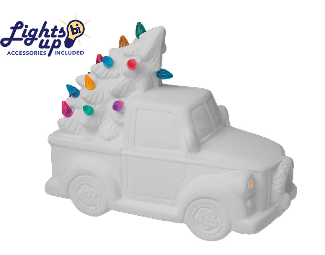 Ceramic Bisque Truck With Tree Light Up