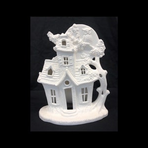 Haunted House - Ceramic Haunted House - Ceramic Bisque House - Ceramic Bisque - Ready to Paint - Halloween - Halloween House - Halloween Dec