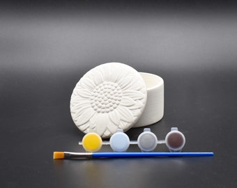 Sunflower Box - Ceramic Bisque - Ready to Paint - DIY Craft Kit