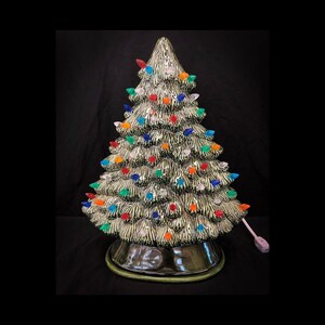 Ceramic Christmas Tree - Medium - Mantel Christmas Tree - Green Ceramic Tree - Tree With Colored Lights - Ceramic Tree With Lights - Ceramic